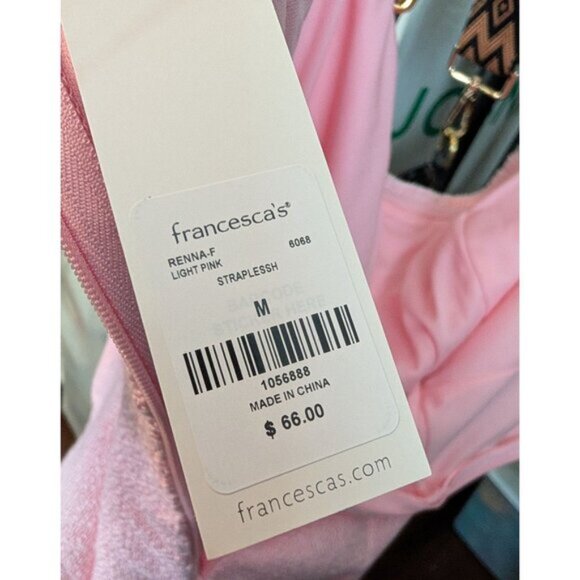 NWT Francesca's Pink Lindsey Strapless Heart Button Mini Dress - M - Picture 4 of 10